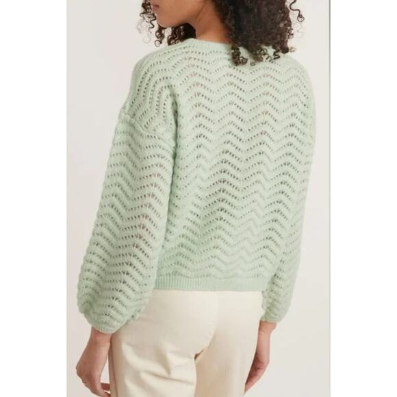 MARINE LAYER ALPACA WOOL Blend Ruby Pointelle Knit Sweater Size M, Like New - Picture 8 of 8